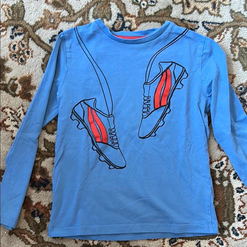 Boden Blue Long Sleeve Tee with Red Shoe Design